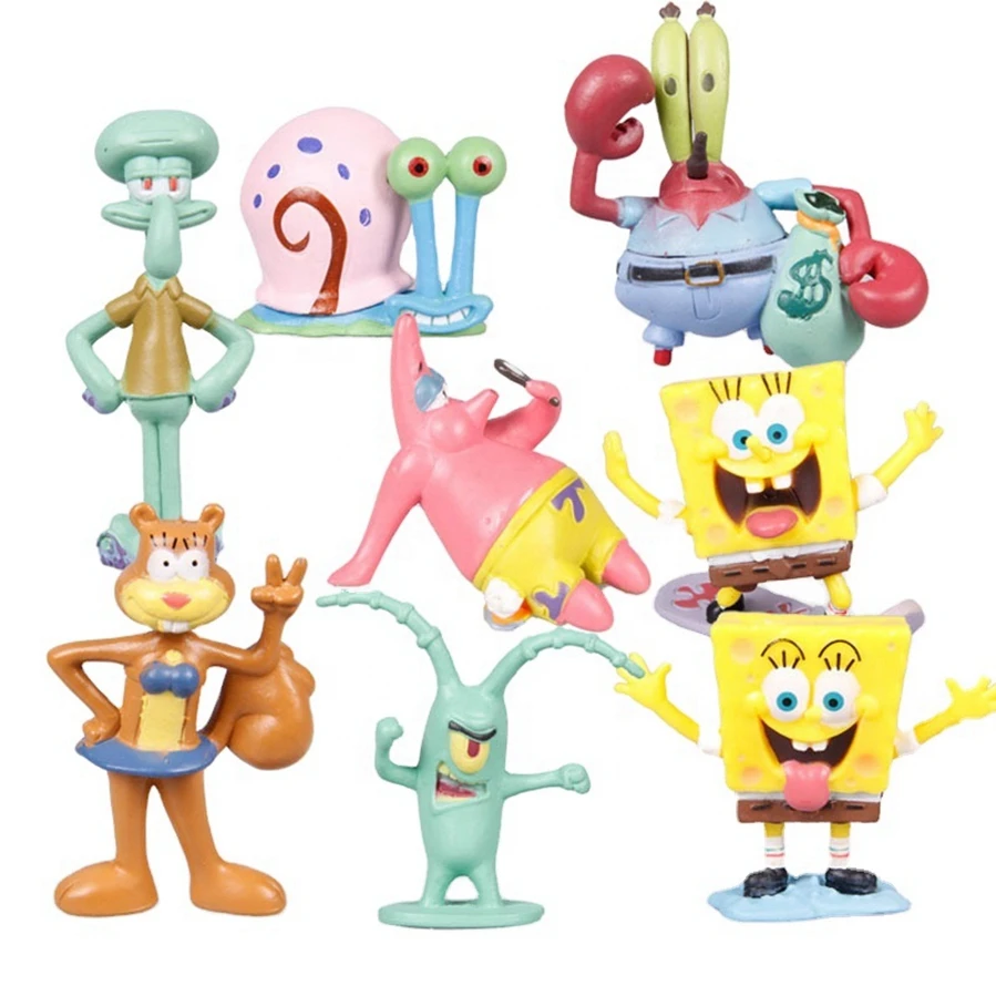 Anime Spongebob-square Pants Action Figure Decoration Pie Big Star Crab Boss Creative Cake Decoration Ornaments