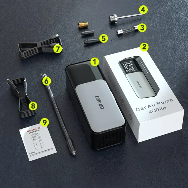 Dual Power Portable Car Air Compressor 6000mAh 150PSI Faster Inflation Car Tires Air Pump With Digital Pressure Gauge