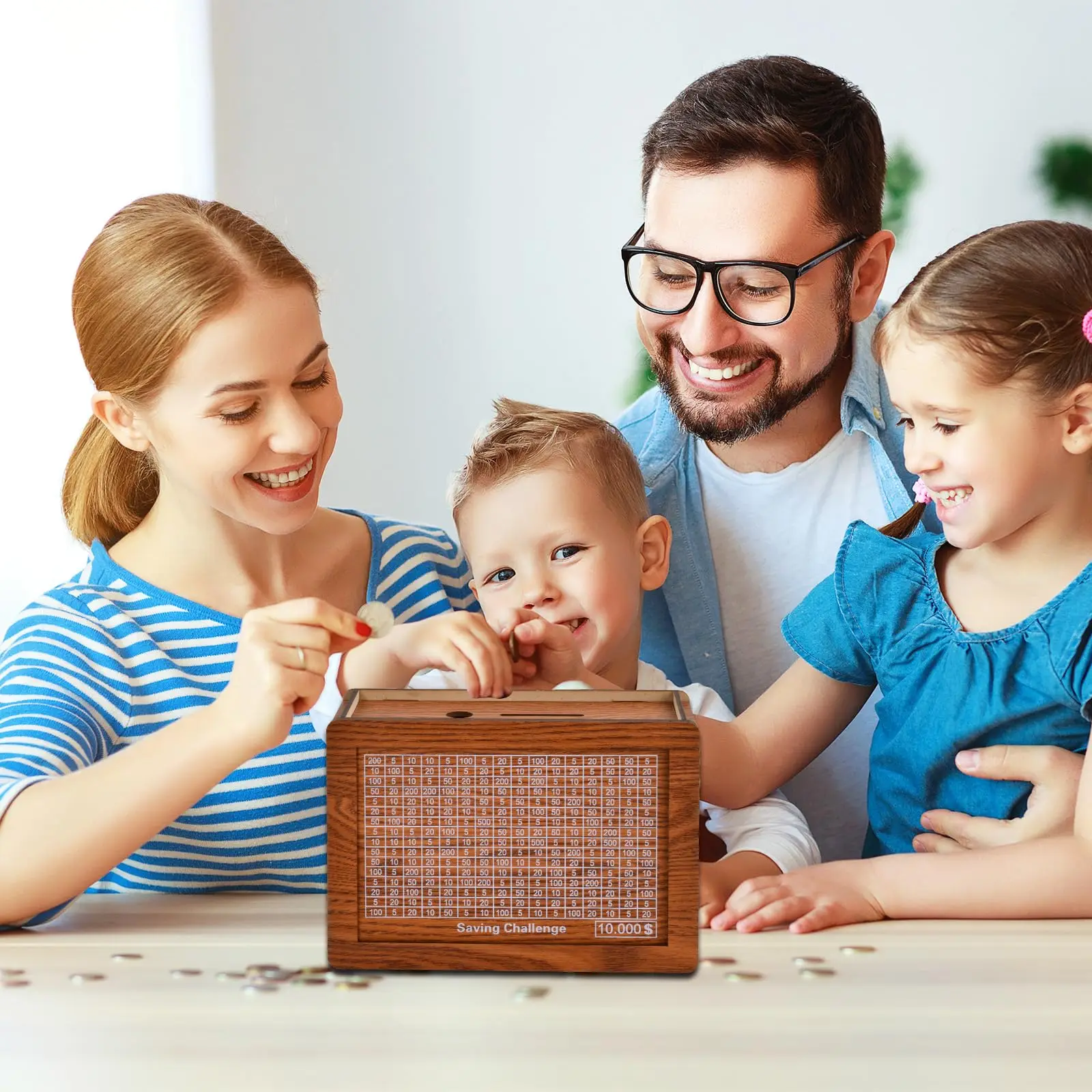 Wooden Money Box Kids Money Banks For Cash Gift with Target Numbers 10000 Dollar Cash Money Handling Products Cash Savings Box
