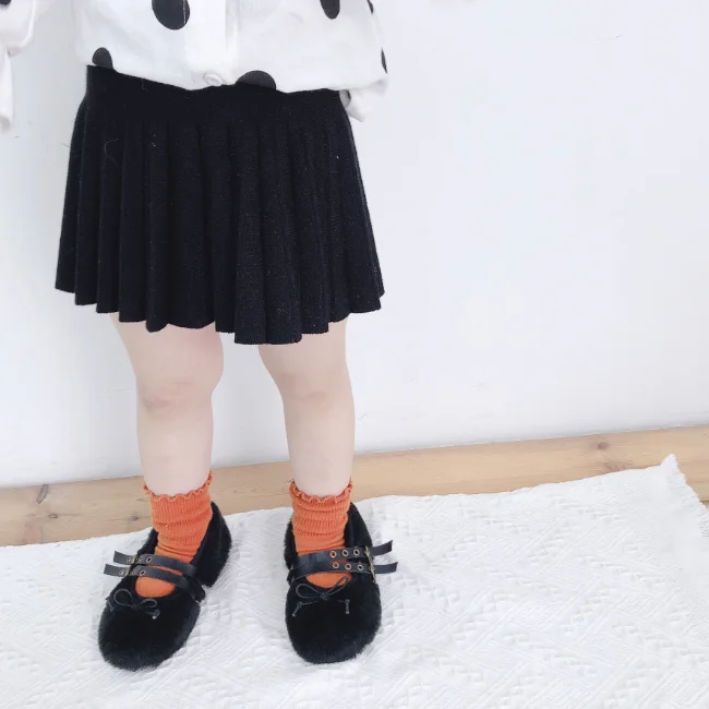 
KS1897 Wholesale girls skirt solid color pleated girl knit skirt 