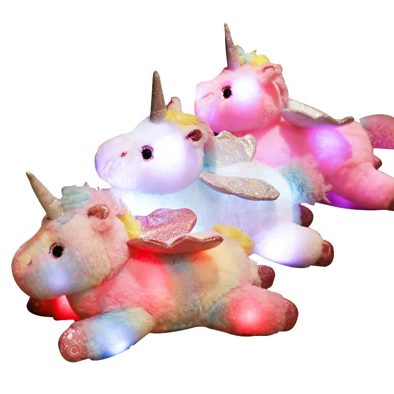 Изготовленный На Заказ плюшевый игрушечный светильник в виде чучела, светящиеся игрушечные единороги, светящиеся ночью, светодио дный Единорог