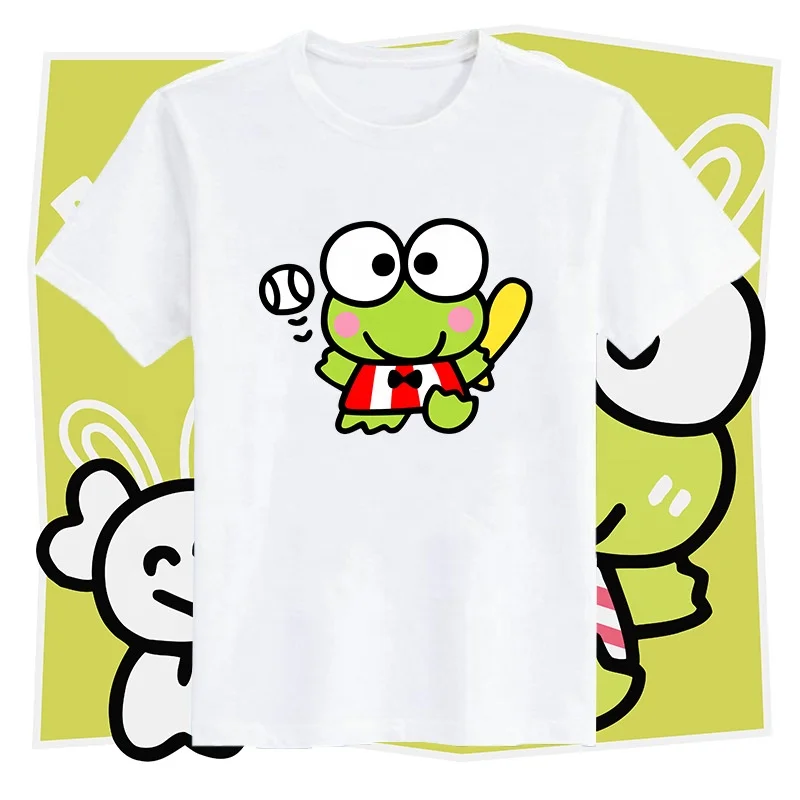 Sanrioed Big Eye Frog keroppi clothes T-Shirts Tees T Shirt cute Summer Clothes For Women Y2k Girls Anime Female Clothing Tops