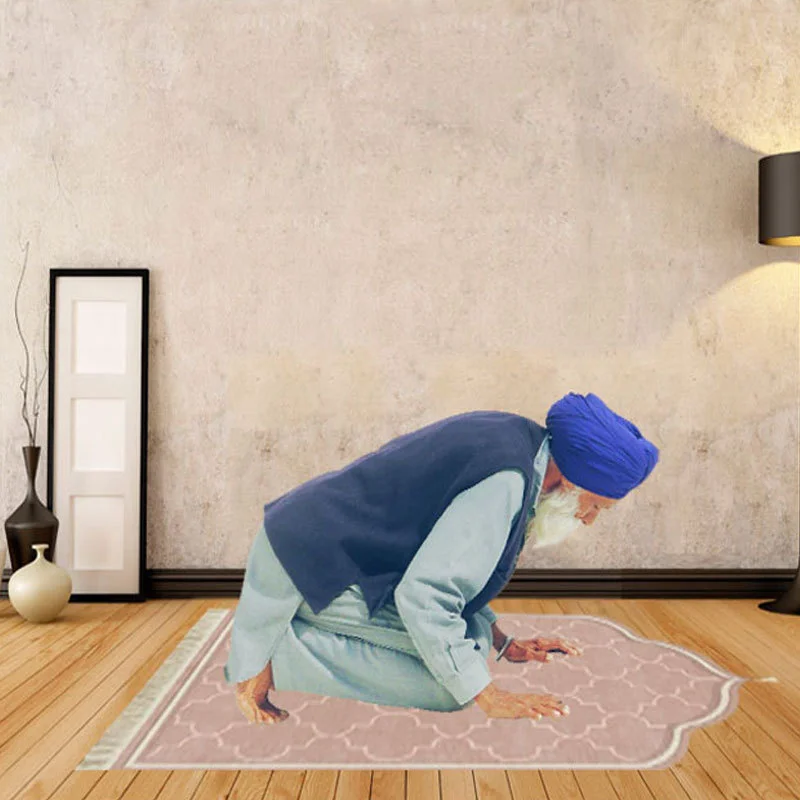 Muslim Islamic Prayer Mat Thick Foam Prayer Rug Home Textiles Square Cut Pile Design for Travel Kids Home Use Washable