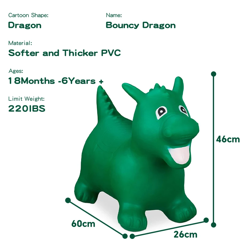 Cheap Soft Play Outdoor Indoor Exercise Dragon Toy Bouncy Animal Hopper Bouncy Animal Hopping For Kids