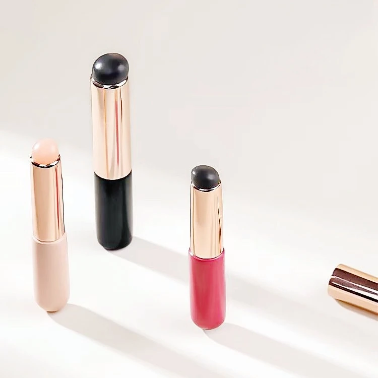 Nail Salon Pink Reusable Nail Art Stamper Transfer Tools Apply Powder Gradient Effect Lipstick Shaped Silicone Brush