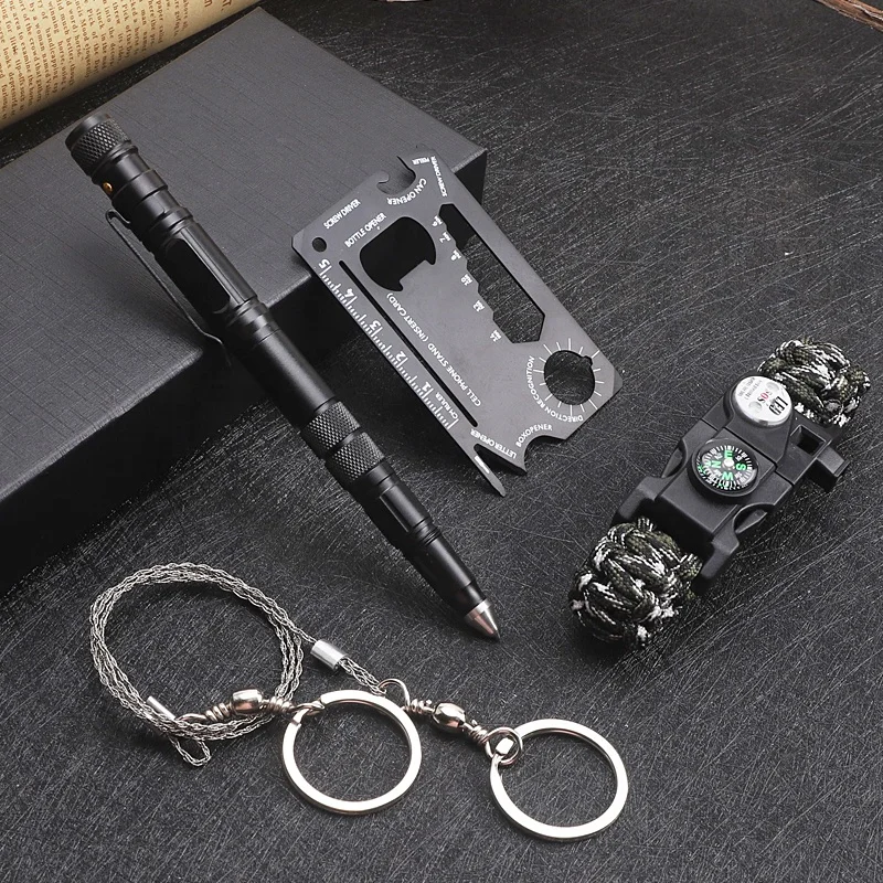 hot sale custom camping tactical pen aluminum alloy multitool pen survival mini knife  for outdoor