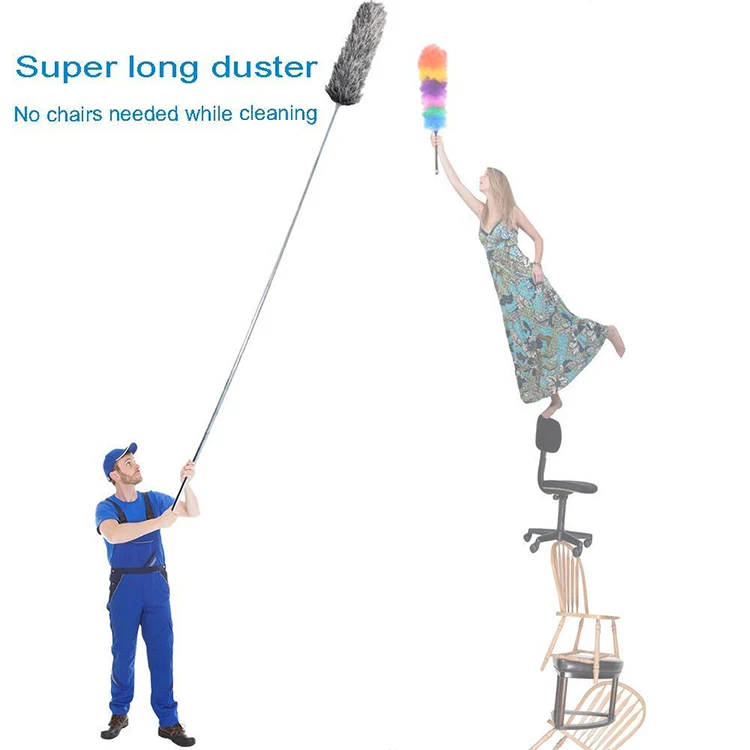 
OEM/ODM packing Popular practical wet or dry use microfiber duster with extension pole 