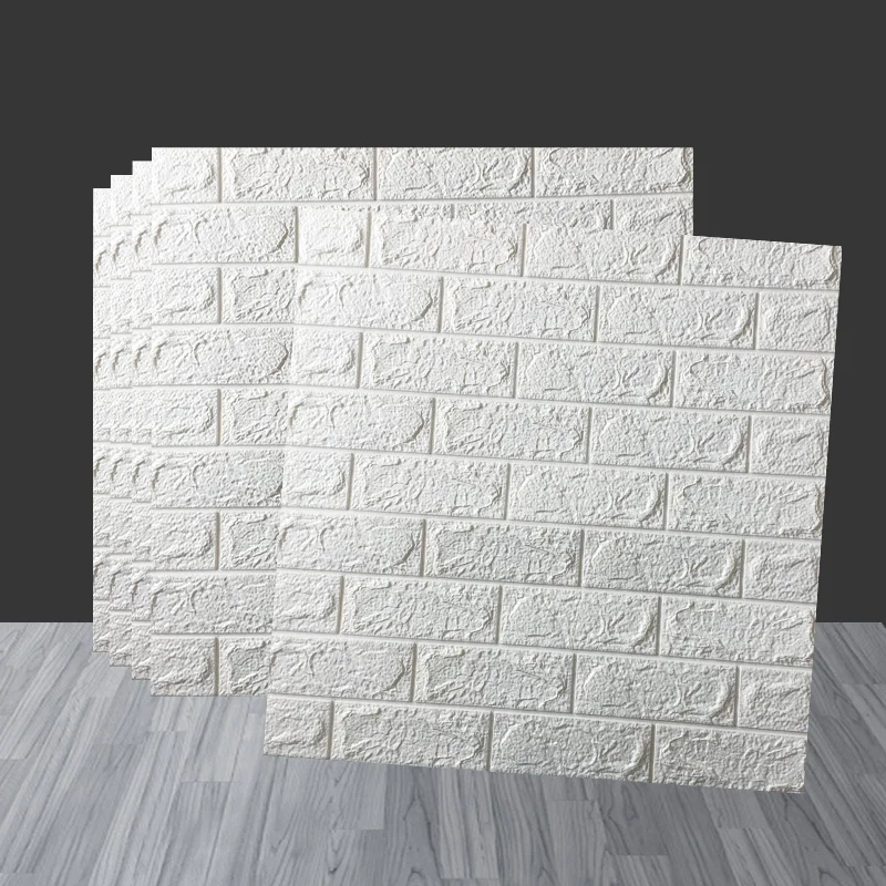 70x77cm White Brick 3D Wall Panels Peel and Sticker Home Wallpaper for Living Room Bedroom Background Wall Decoration