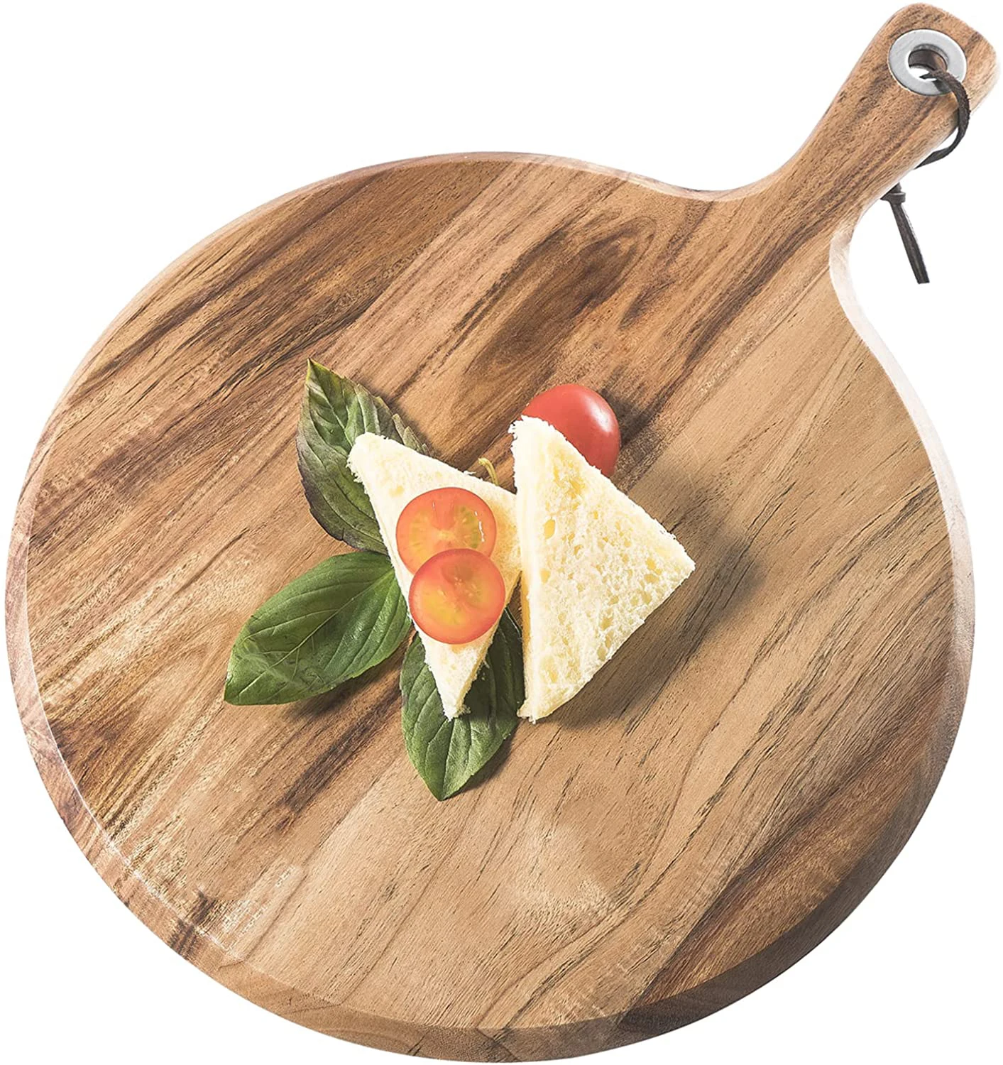 Kitchen Wooden Bark Serving Charcuterie Board Acacia Round Cutting Board With Handles