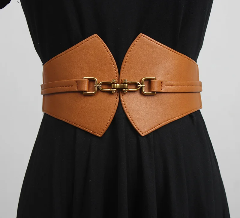 Women Wide Stretchy Belt Fashion Vintage Elastic Female Waist Antique Gold Alloy Buckle