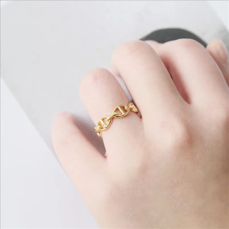 Maxery New Design Metal Brass French Cool Style Ring Hot-Selling Pig Nose Brass Ring Opening Adjustable Ring Ins