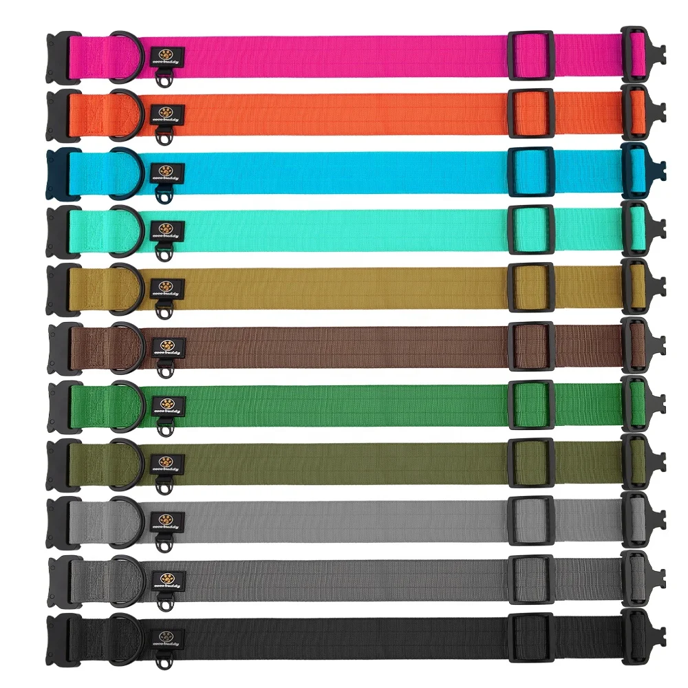 Wholesale Factory Pet Tactical Dog Collar Adjustable with Heavy Duty Metal Buckle Nylon Pet Training Dog Collar