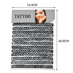 FanYue ins top selling 2022 fashion 12pcs one card fishing line necklace black colorful elastic Tattoo necklace for women