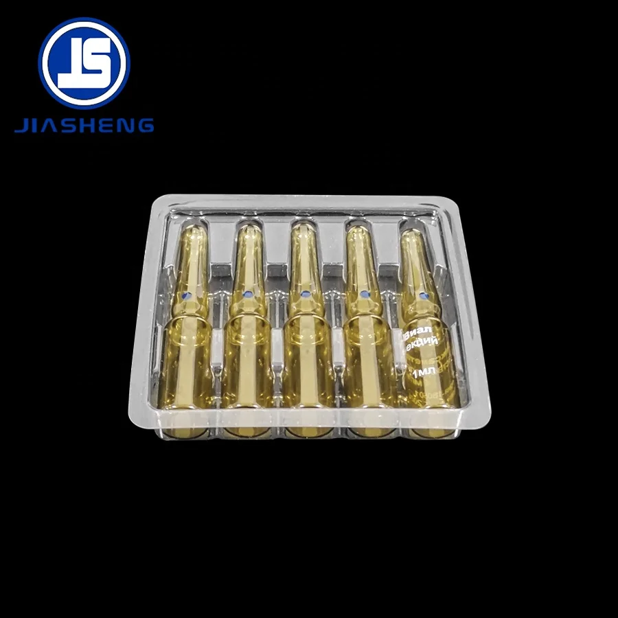 Custom Disposable PET Blister Trays for 3ml Pharma Ampules for Packaging Medical Vials and Pills