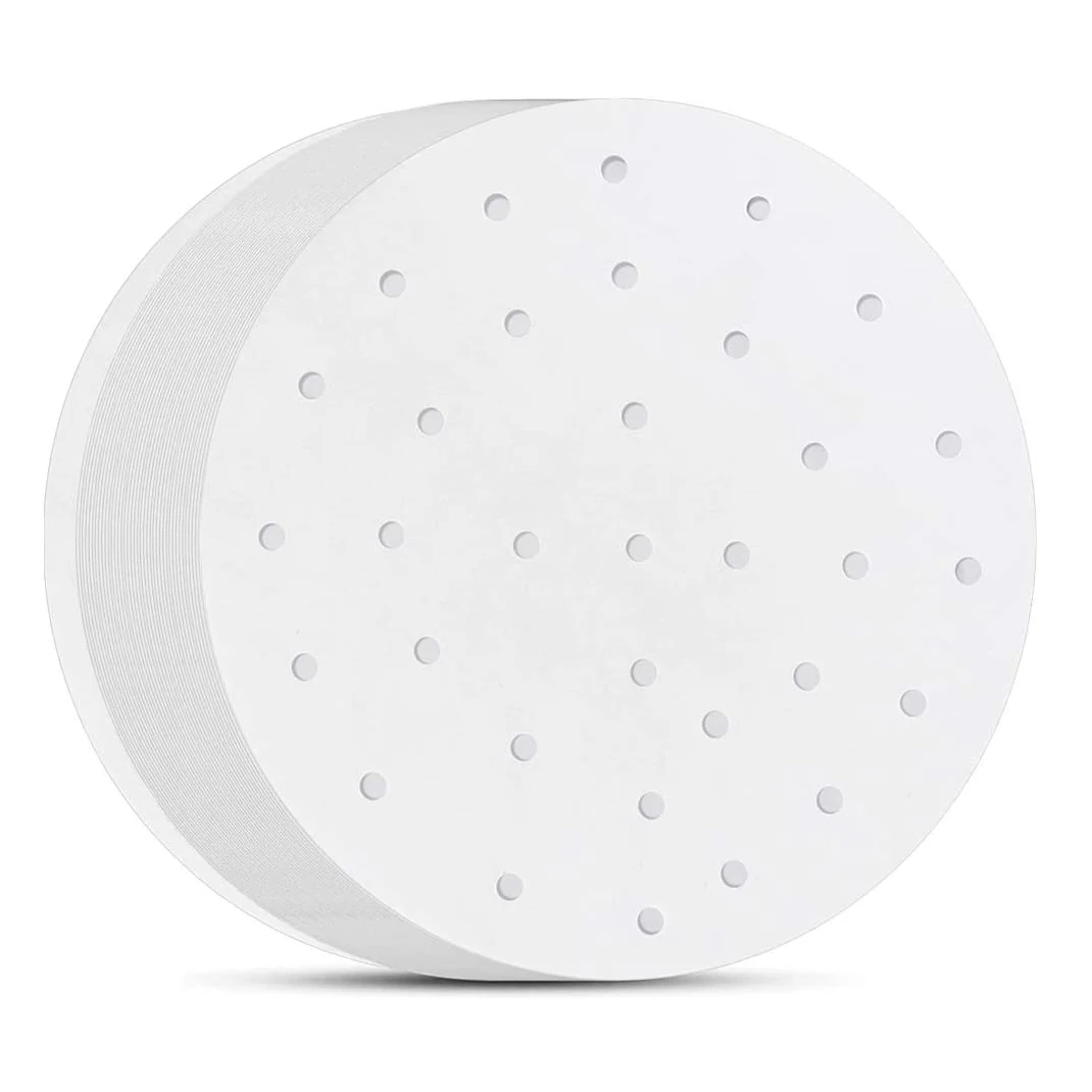 8 inch Air Fryer Paper/Air Fryer Perforated Parchment Paper/Bamboo Steamer Liners for Air Fryer, Steaming Basket
