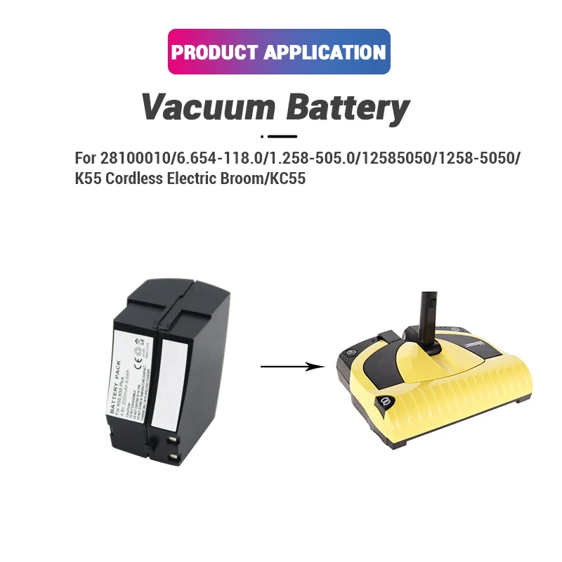 NI-MH 4.8V 2000mAh Rechargeable ni-mh 28100010 1258-5050 KC55 K55 Cordless Electric Broom Vacuum battery for Vacuum Cleaner