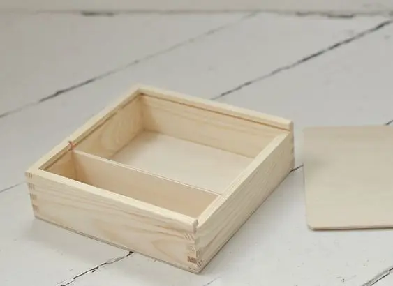 Wooden engagement slim gift box from oak beech box rustic gift box