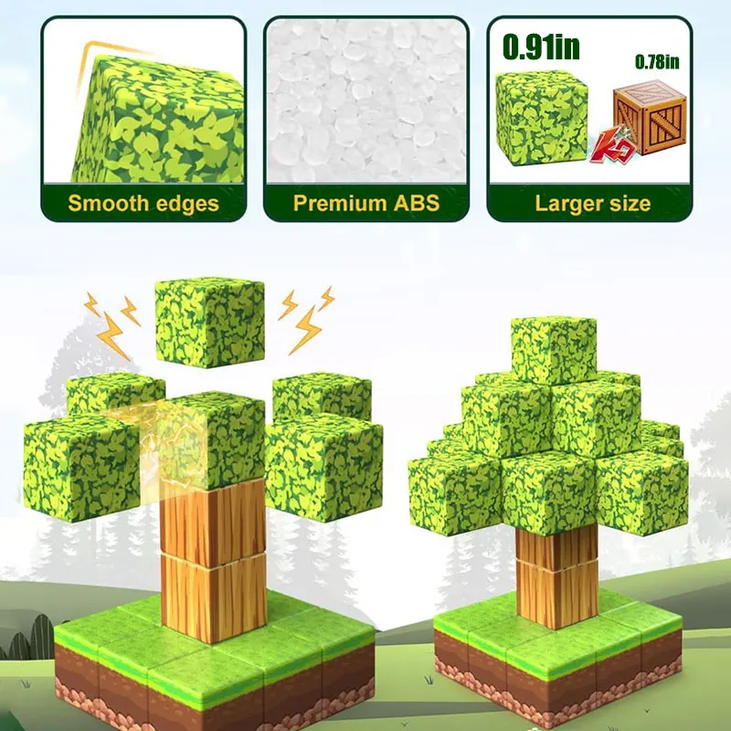 3D Magnetic Building Cubes mine World Magnetic Cube Blocks Puzzle Toy Set for Children Stem
