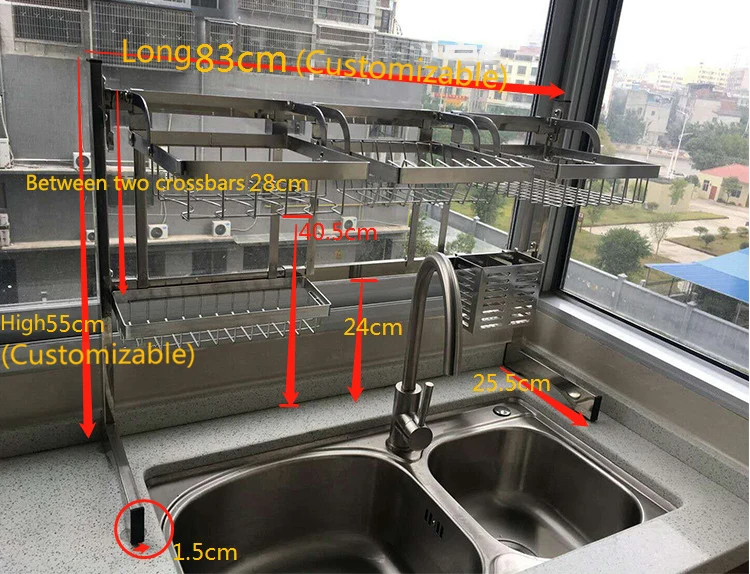 Kitchen Cutlery Holders Dish Drying Rack Over Sink Rack Stainless Steel Sink Drain Rack