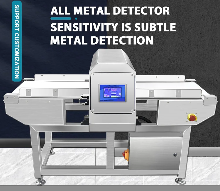High Sensitivity Aluminum Foil Packaging tunnel metal detector with Touch Screen