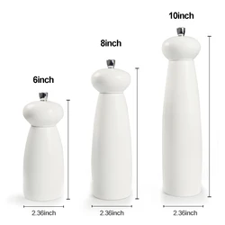 10 inch white color pepper grinder mill wood
