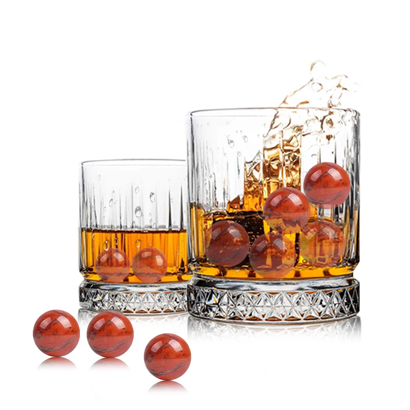 Hot Sales Red Jasper Whiskey Chilling Stones Jade Round Whiskey Drink Stone Customized Ice Ball Jade Whiskey Stones