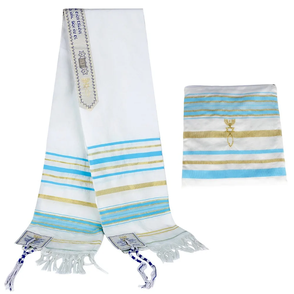 Custom Logo Design 72*22 Inch Messianic Tallit Prayer Shawl With Matching Bag,Bulk Wholesale Muslim Jewish Tallit From Israel