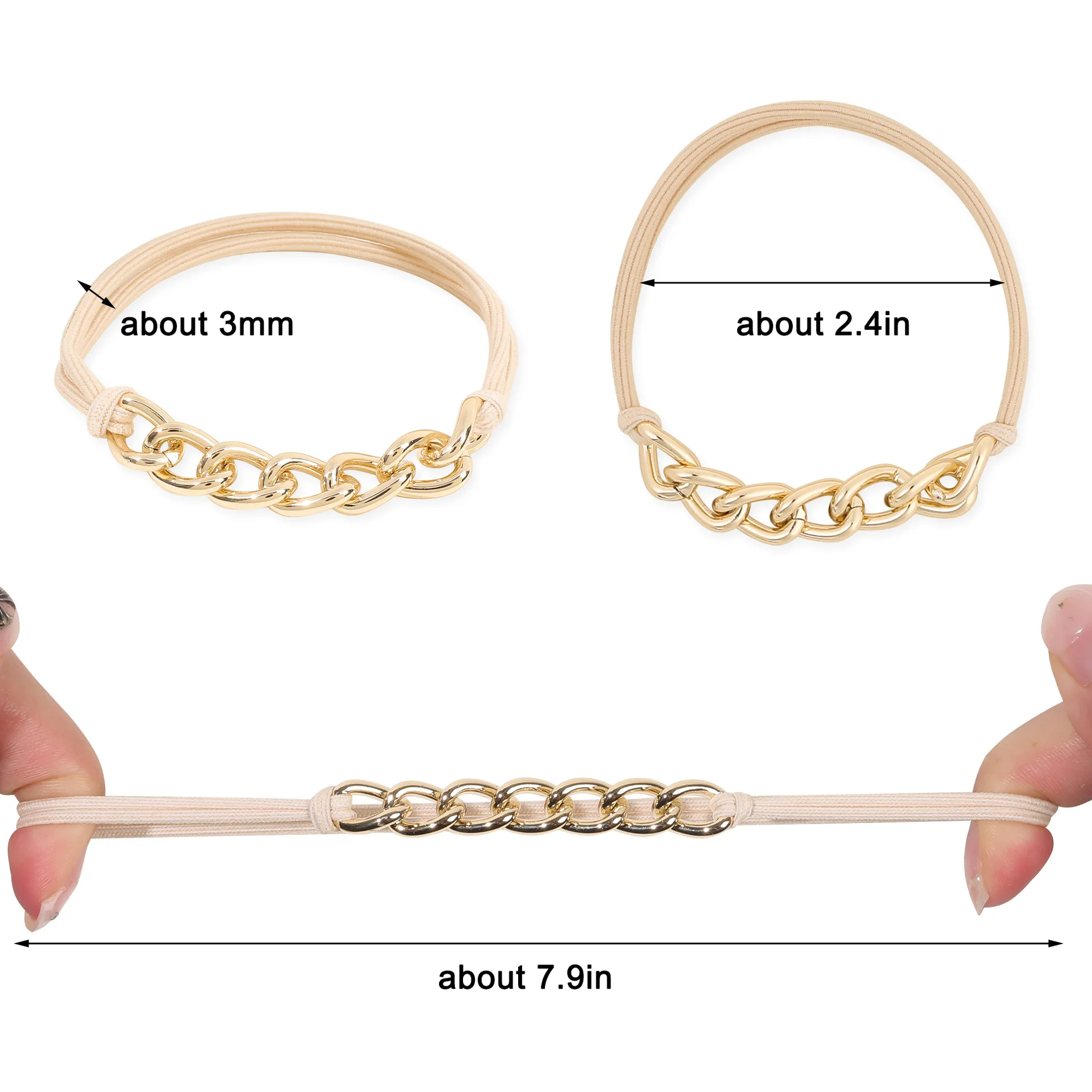 Custom Metal Chain Rubber Band High-Quality Electroplating Alloy Hair Rope Hair Ring Bracelet Hair Tie