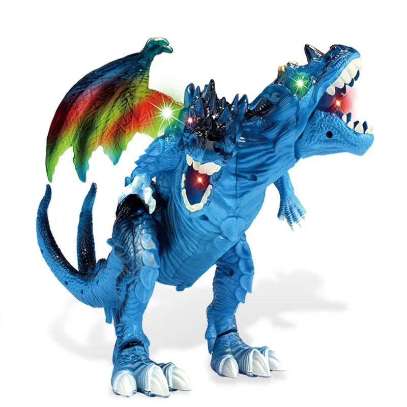 2023 popular double-headed dragon electric crawling dinosaur toy, light and sound projection dinosaur model