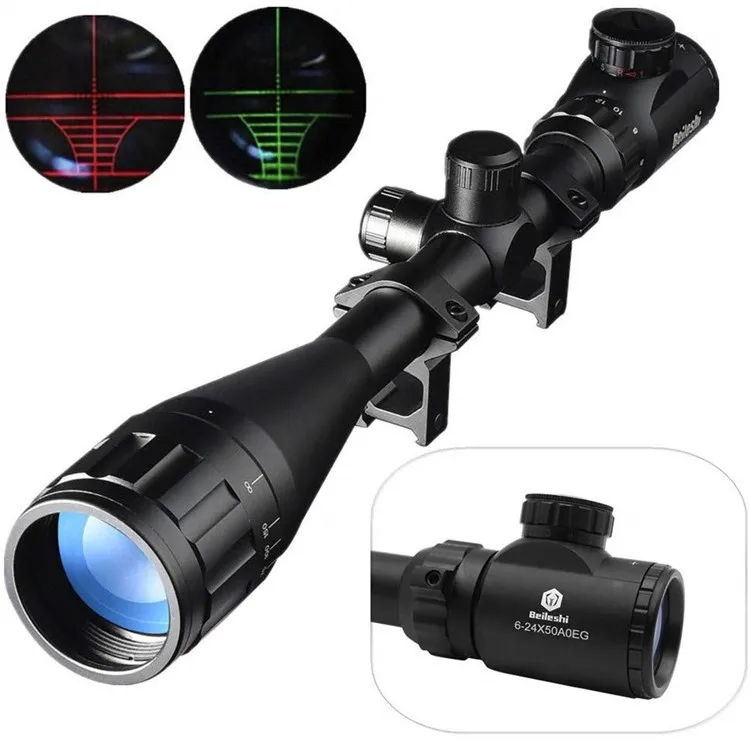 
6-24X50AOEG Tactical Compact Scope Sights Hunting Air Riflescope With 20mm/11mm Scope Mount 