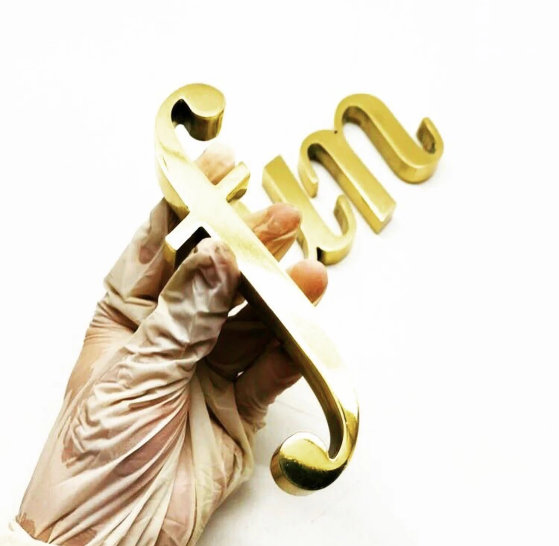 Painted  laser cutting Seamless welding stick on wall golden stainless steel metal alphabet letters logo for decoration