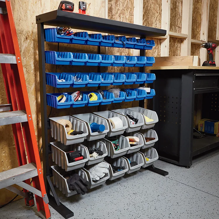 JH-Mech Powder-Coated Steel Single Side Bulk Storage Rack Unit With 47 Assorted Bins Rack Storage Steel Wire Shelving System