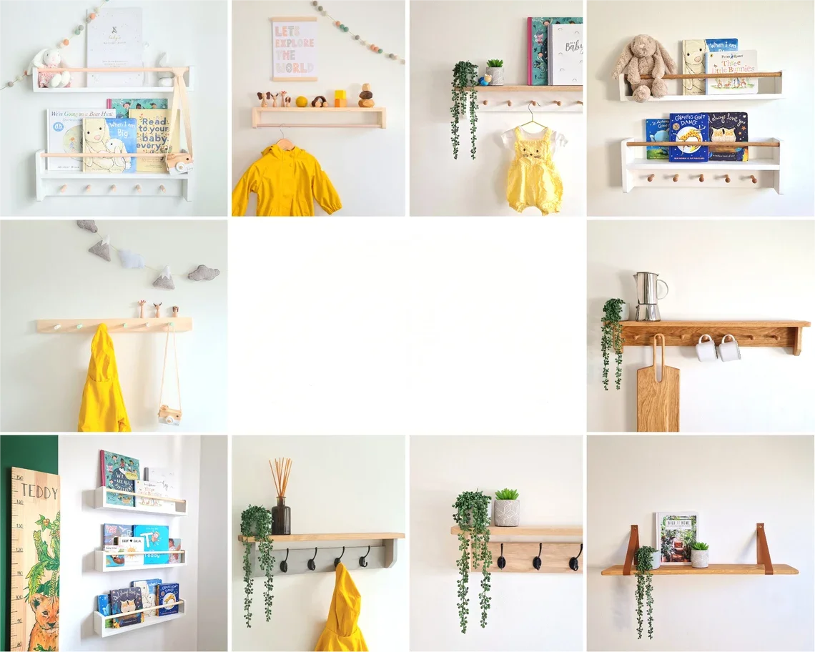 Customized Nordic Style Shelf for Kids Bedroom Wall Decor Storage Holder Shelf  Children Room Craft Storage Rack