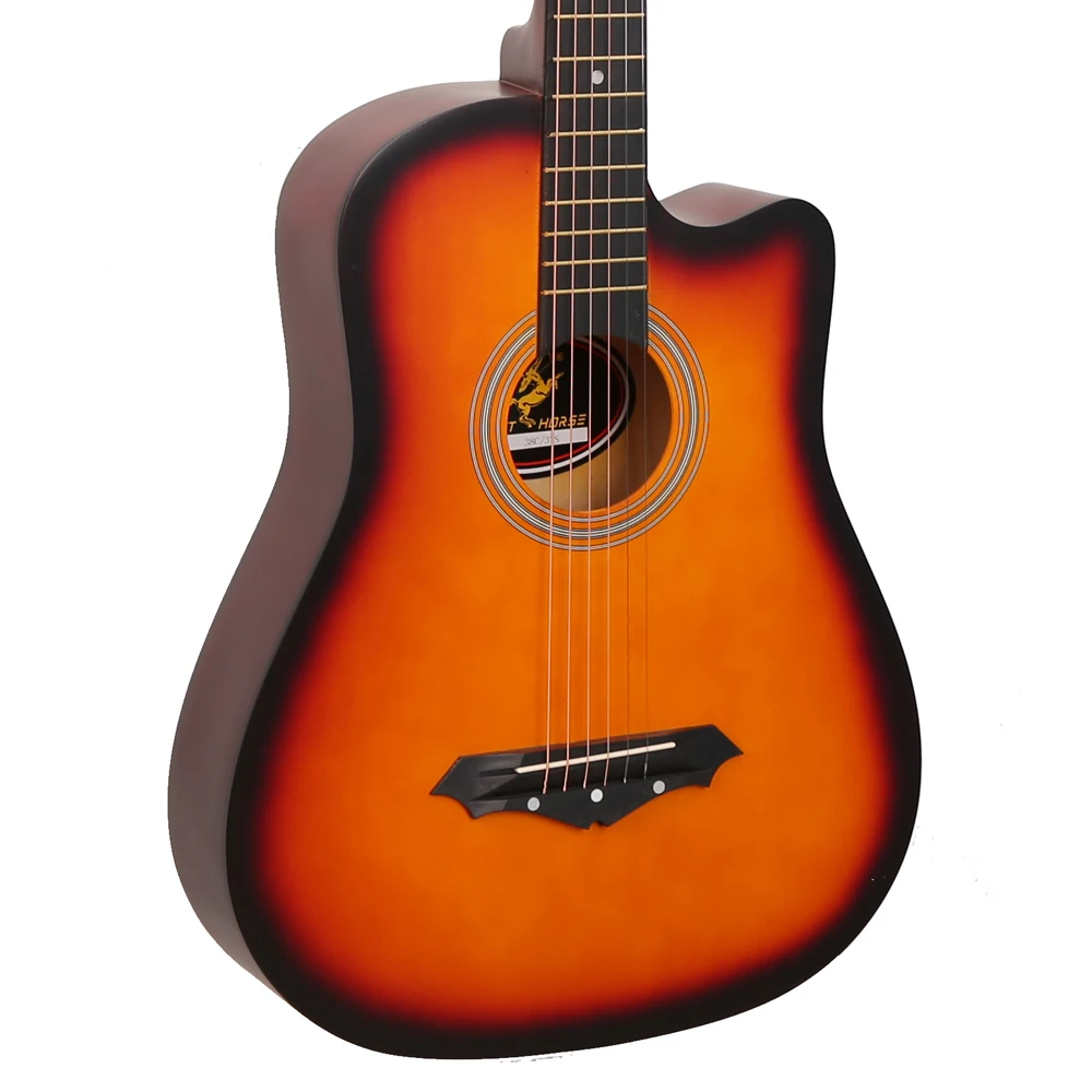 Full Size 38 Inch Ga Shape Acoustic Guitar Colorful Options Matte Finish Linden Wood  Acoustic Guitar Wholesale Factory OEM/ODM