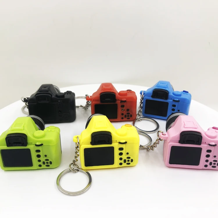 Hot Sale Cheap Camera Shape Cartoon Plastic LED Keychain  Create Your Decoration Soft Plastic Keychain Figurine