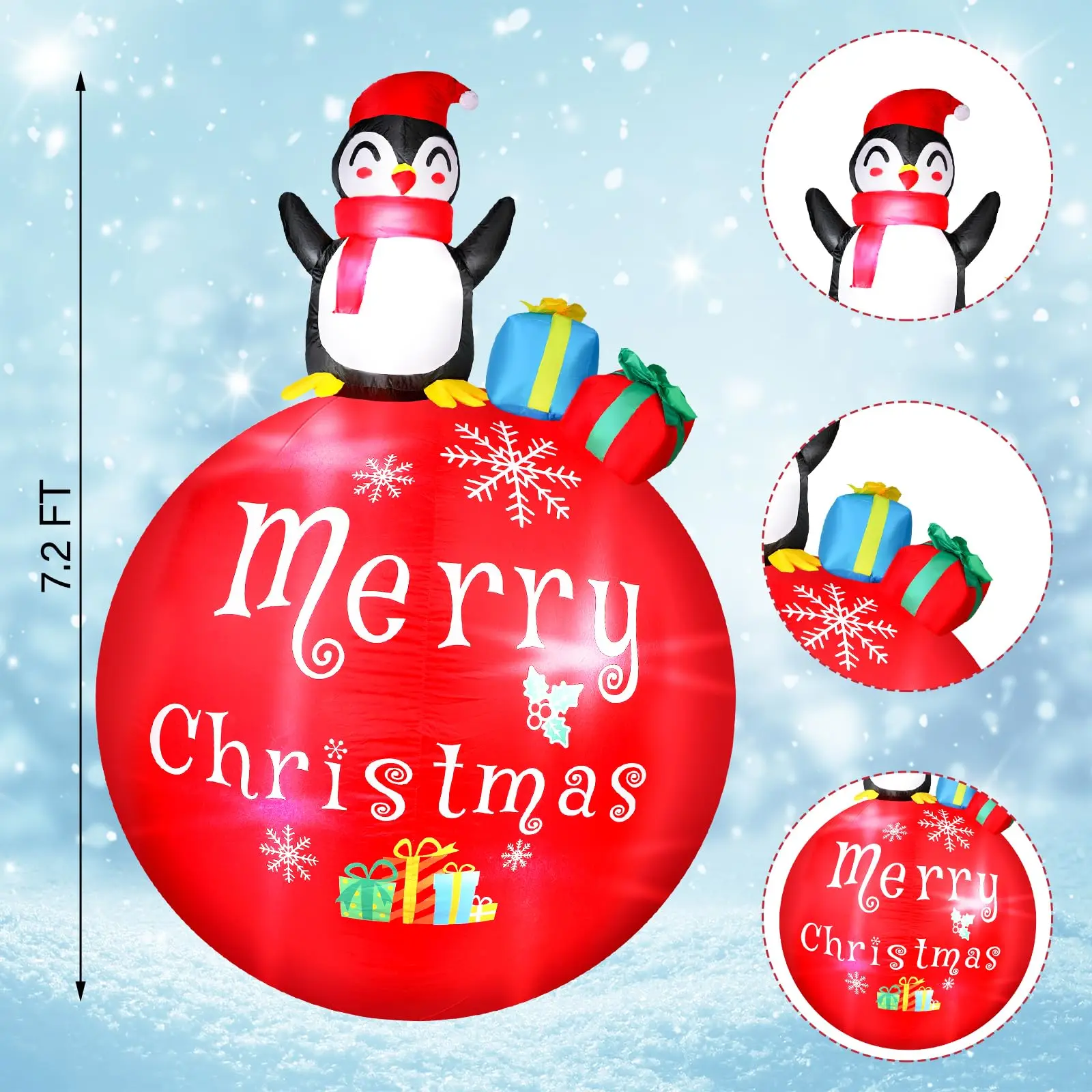 Christmas Inflatable Decorated Ball 24in Yard Inflatable Christmas Balls Giant Xmas Tree Ornaments PVC Blow up Yard Decorations