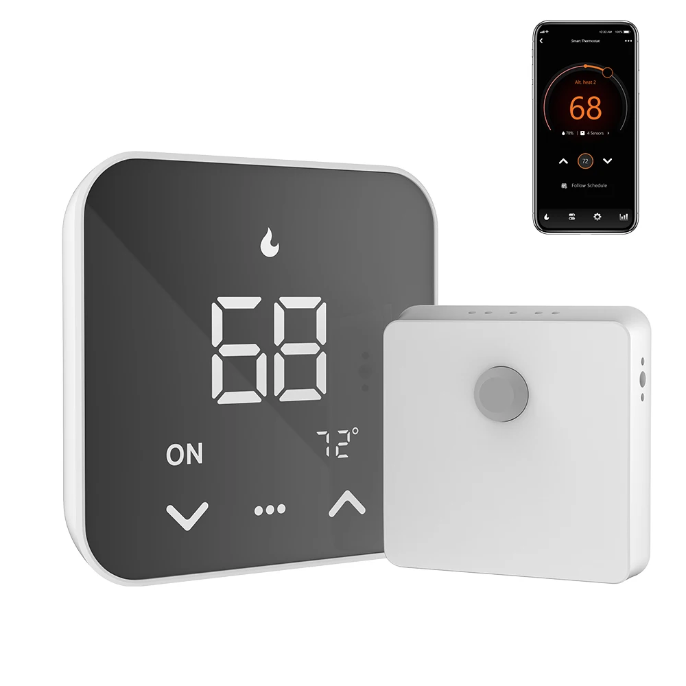 Google Home WiFi Smart Thermostat with Sensor Programmable HVAC Touchscreen Room Thermostat