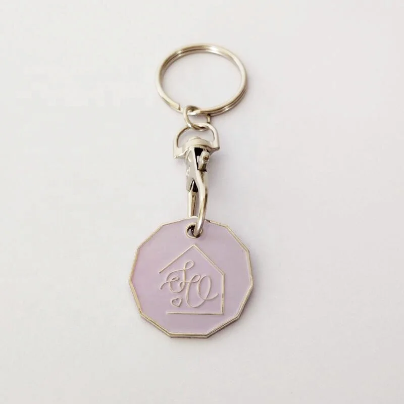 metal custom logo Canada double loonie coin and quarter coin shopping trolley grocery cart token key chain keychains