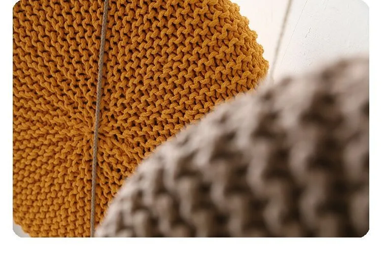 Sinyoo Manufacturer Direct Modern Style Bean Bag Round Pouffe Knit Handmade Ottoman Pouf For Home