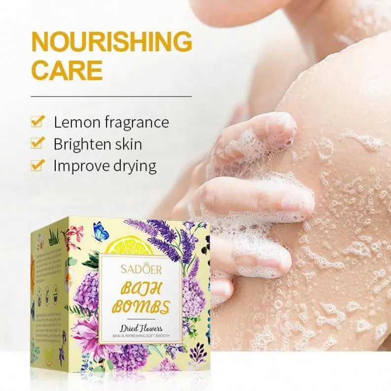 Skin Organic Bubble Bath Salt Ball Sadoer Hot Selling Lemon Cool Explosive Soap Hydrating Clean And Tender Skin Organic Bubble