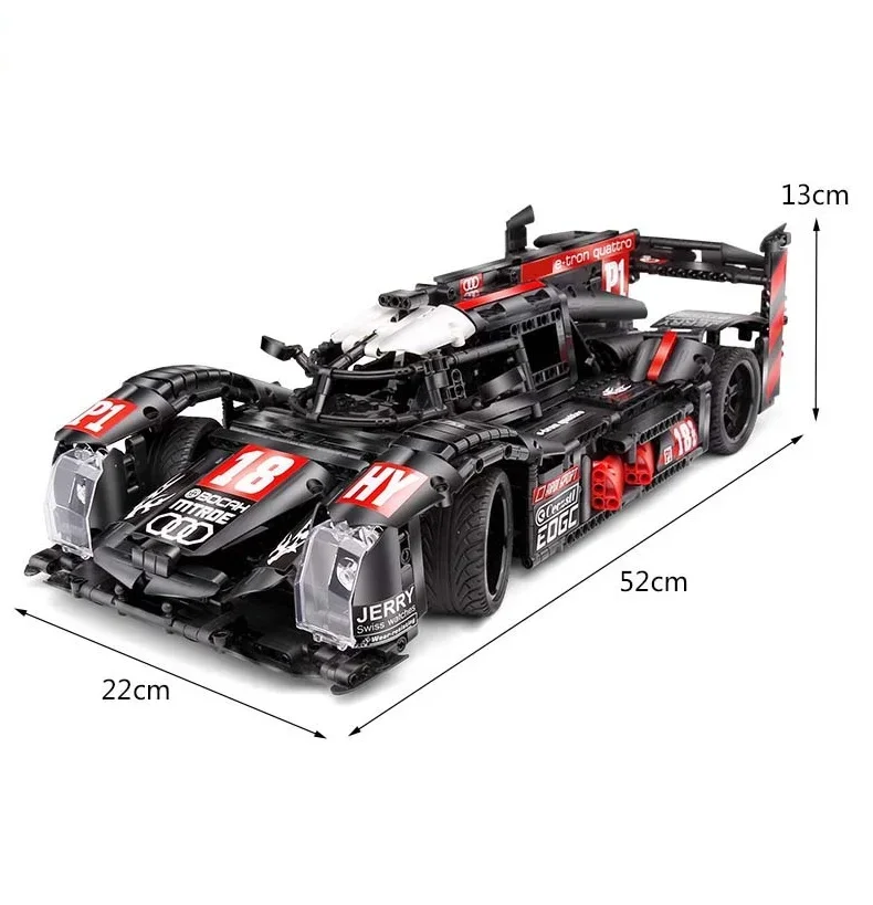 Plastic Blocks Hi Tech Vehicle Model Super Race Car R18 Building Bricks Educational Toy Boy Gifts Kids Toys for Children Present