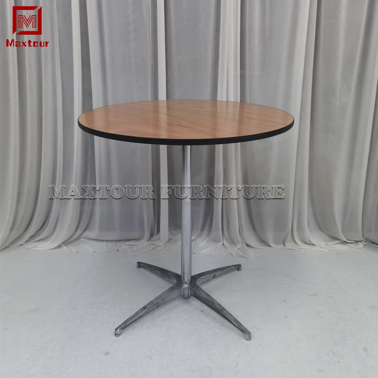 Simple style metal base and wood round bar and dining both use table