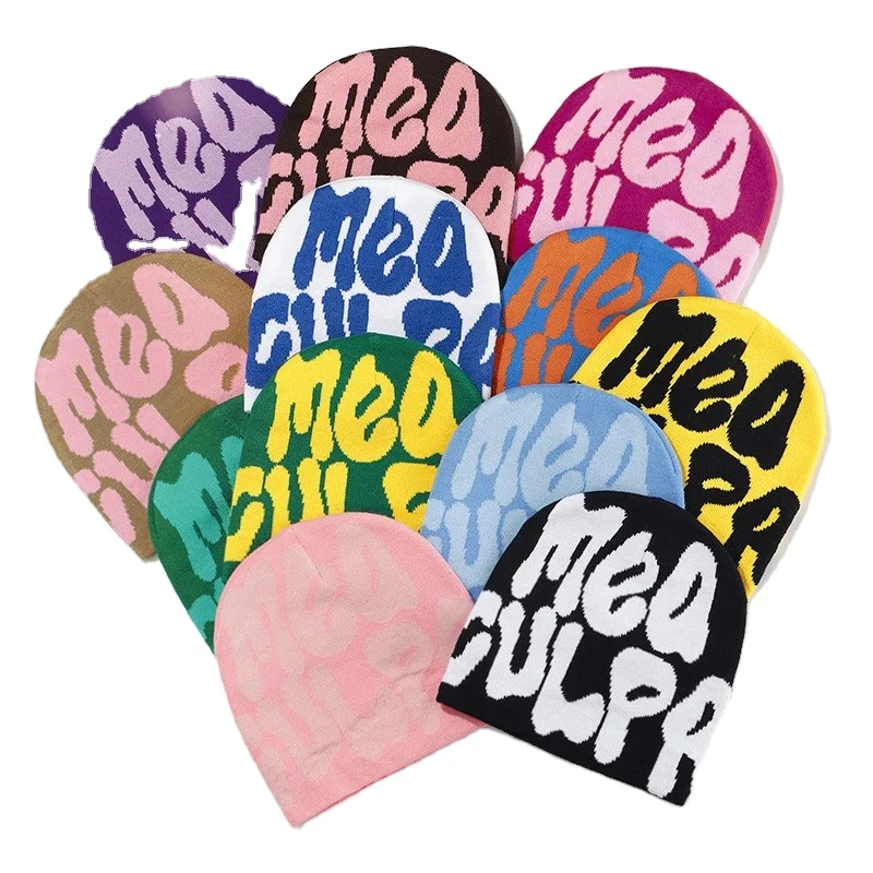Европейская и американская Новая цветная шерстяная шапка с буквенным принтом жаккардовая осенне-зимняя теплая шапка популярная вязаная шапка