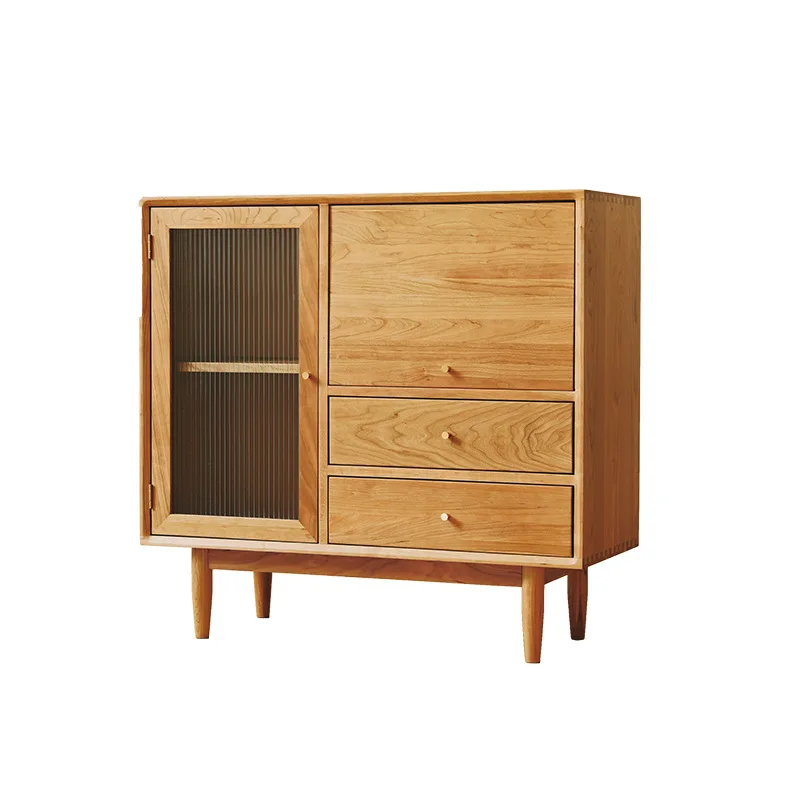 
Manufacturer Designed Multi Drawer Slide Door Showcase Wood Glass Storage Side Cabinet Sideboard 