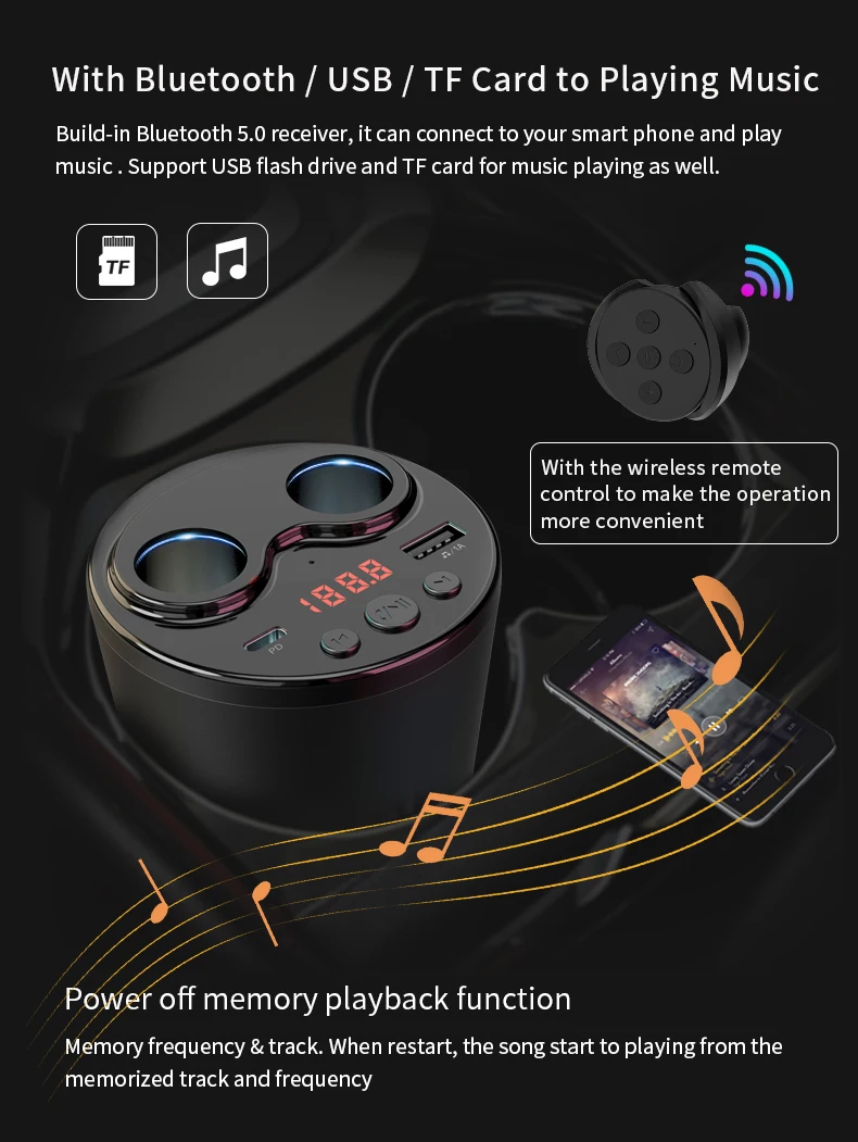 Car Accessories Power Adapter Charger 12-24V Switch Socket Splitter 2 Way Car Cigarette Lighter with Two USB