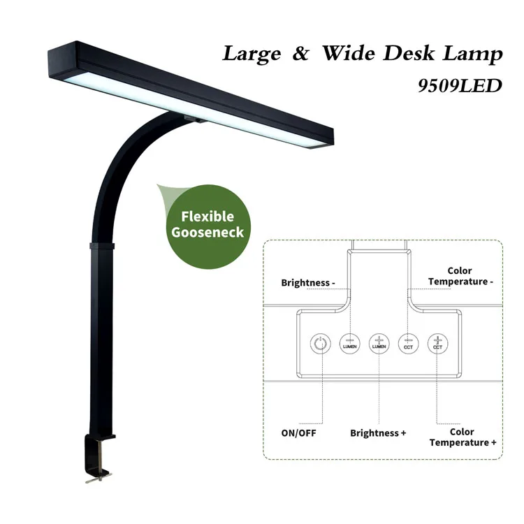 9509LED 30W 3000 Lumens Ultra Large Wide Desk 5 Level Dimmable Lamp for Reading Working Bedroom Beauty Salon