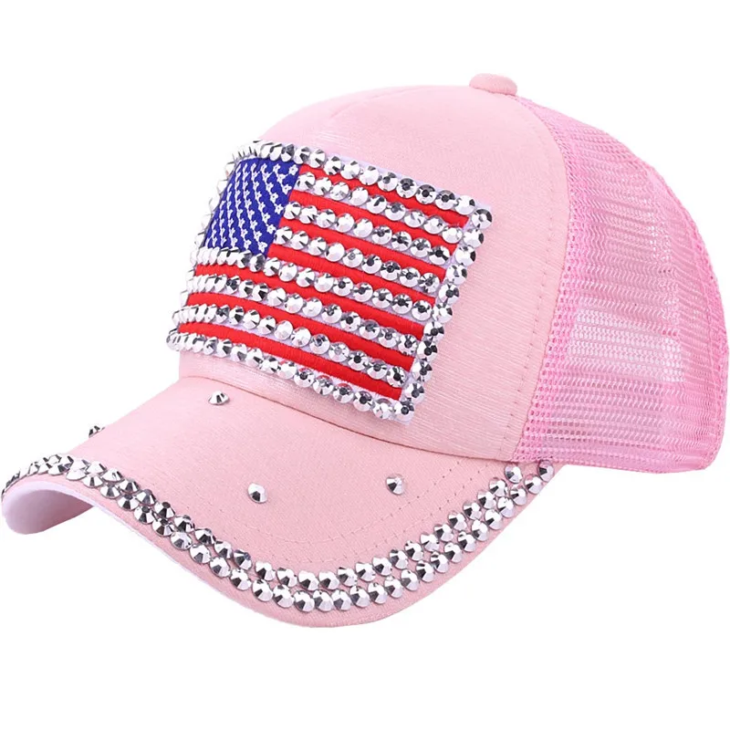 Ladies Flag Letter Rhinestone Wholesale Baseball Cap Hot Drill Cowboy Hat Peaked Hat