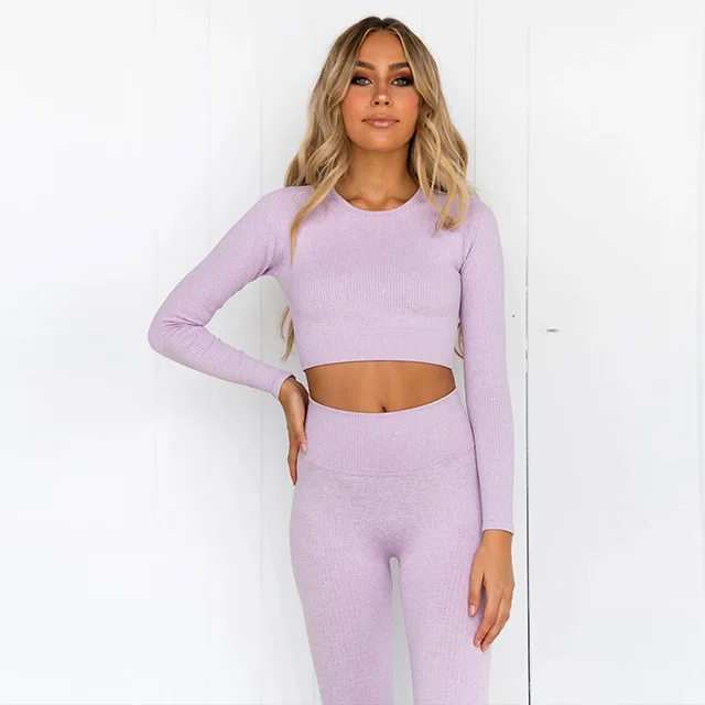 
Yiwu Zhihe Seamless Long Sleeve Crop Top Yoga Set and Fitness Garments Women Gym Sets 