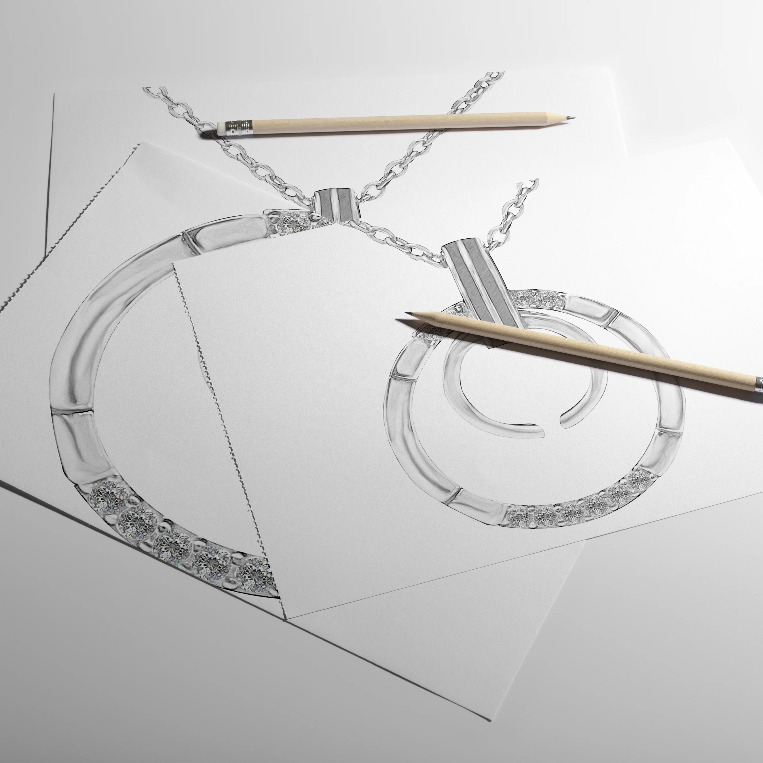 
China Manufactory Hot Sale Double Ring 925 Silver Jewelry Fashion Necklace 