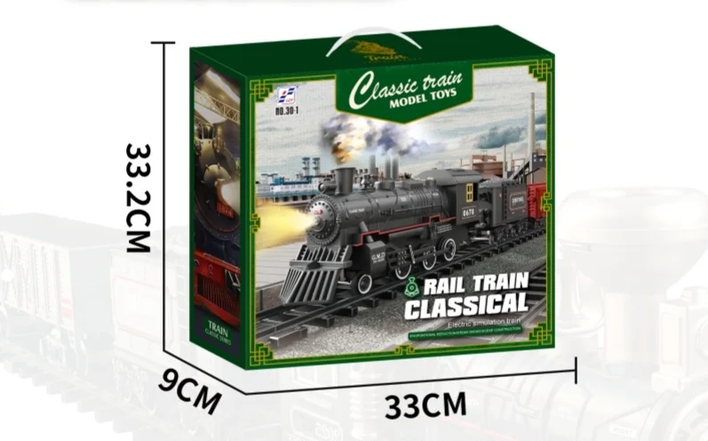Classic Railway Freight Train Water Steam Locomotive Set with Smoke Simulation Model Electric Train Set With Light & Sound